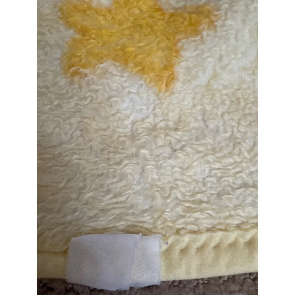Vintage Style Pegasus Star Clouds Yellow Plush Fleece Baby Blanket 41x49